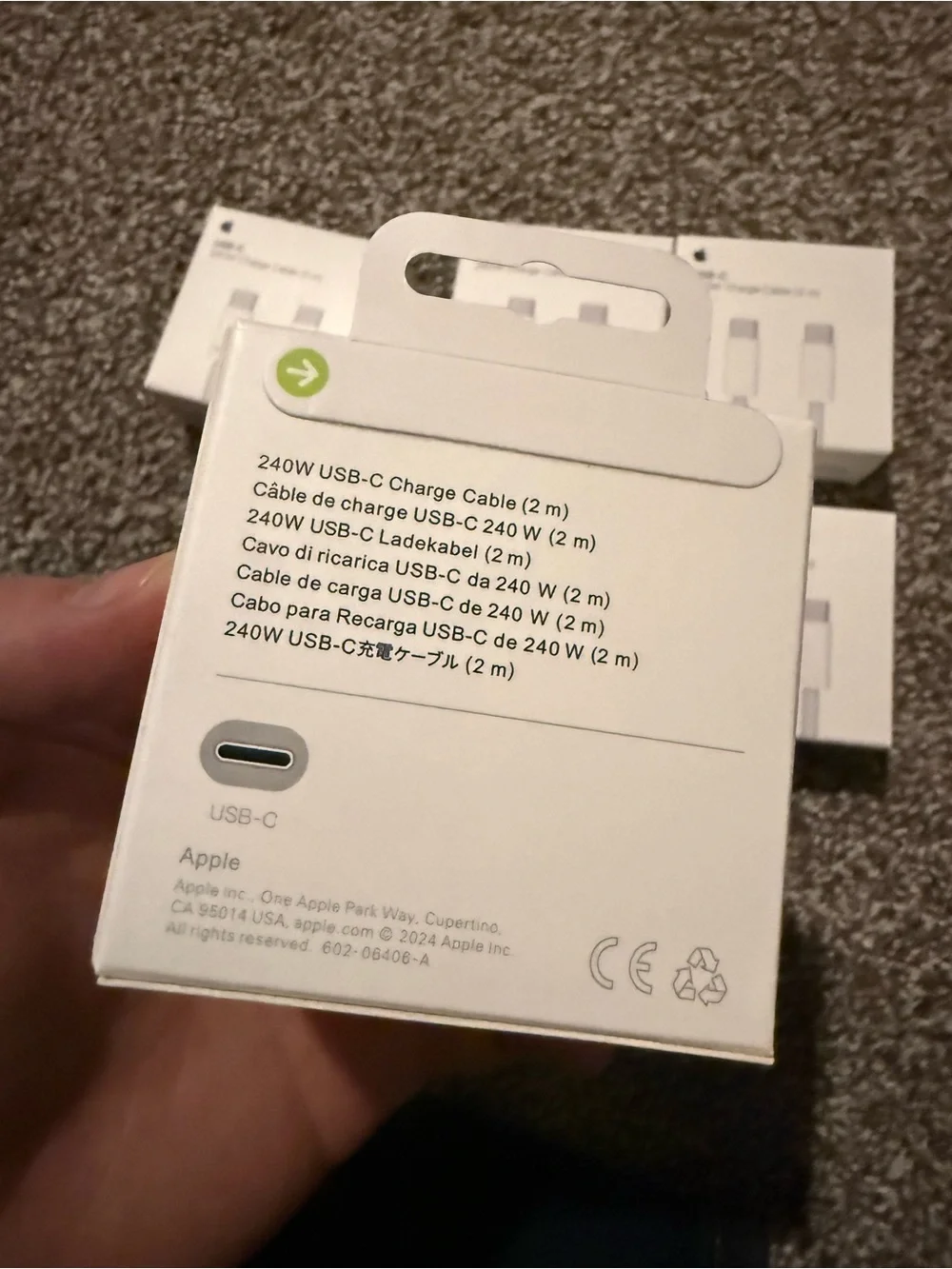 Apple USB-C 240W Charge Cable (2 m) - White Price is for all 6 cable